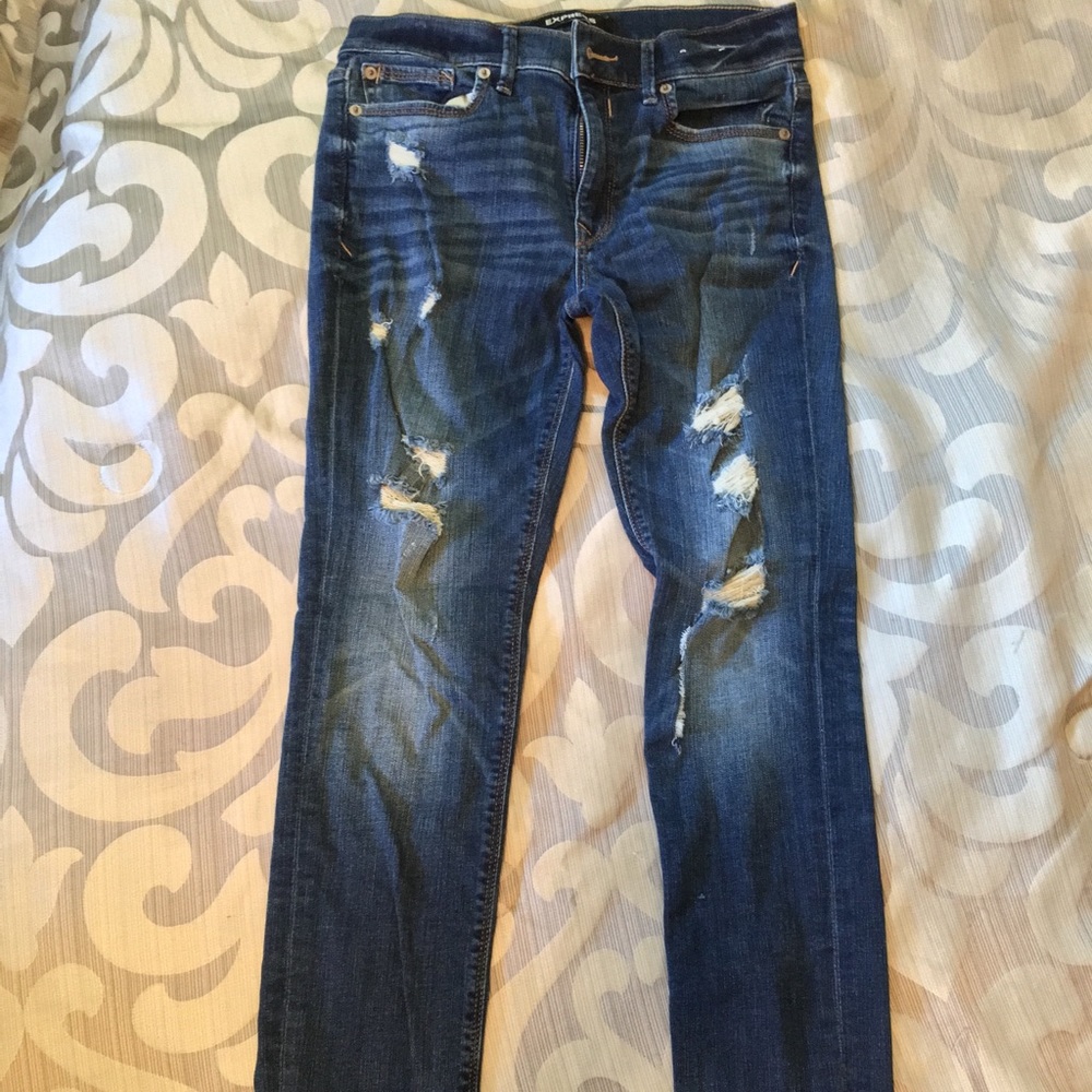 Express mid-rise distressed jeans